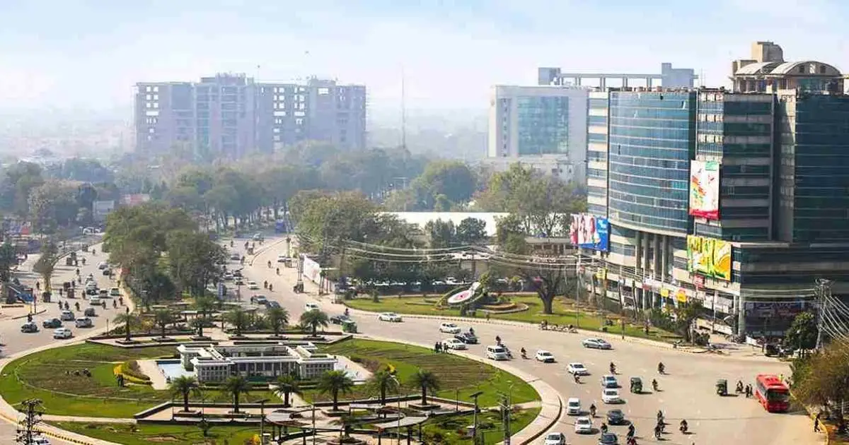 An aerial view showing the dense urban layout typical of Lahore's older residential areas.